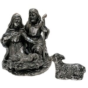 International Silver Co Christmas Nativity Scene Silver Finished
